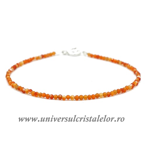 Bratara carneol rotund fatetat - 2 mm