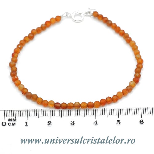 Bratara carneol rotund fatetat - 3 mm
