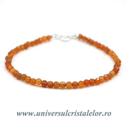 Bratara carneol rotund fatetat - 3 mm