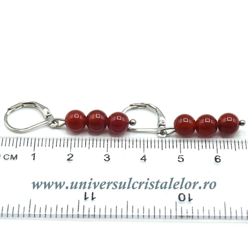 Cercei carneol rotund - 6 mm 