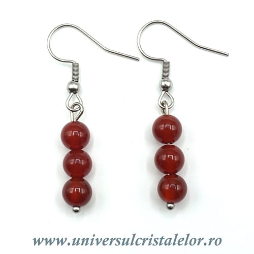 Cercei carneol rotund - 6 mm 