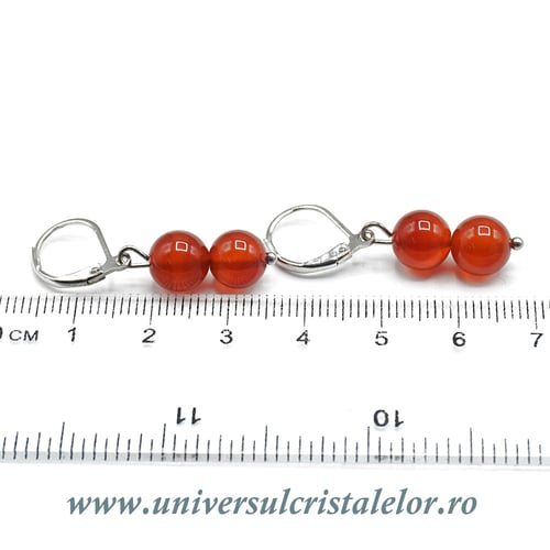 Cercei carneol rotund - 8 mm