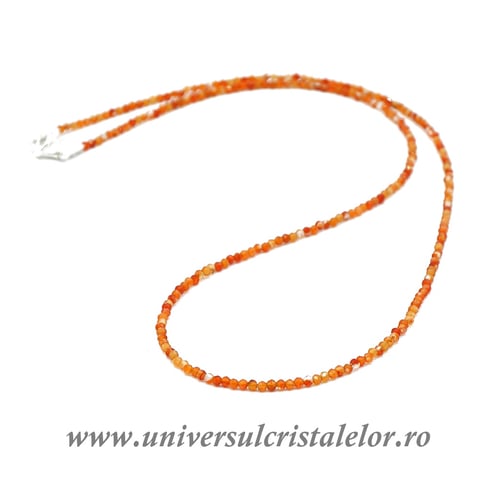 Colier carneol rotund fatetat - 2 mm