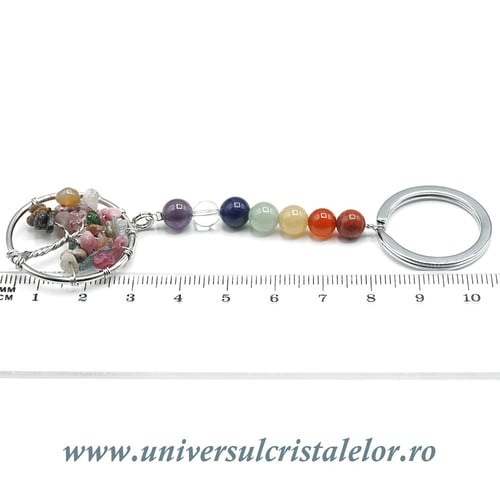 Breloc chakre cu pomul vietii turmalina