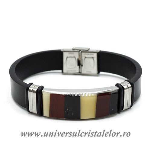 Bratara chihlimbar cu piele naturala