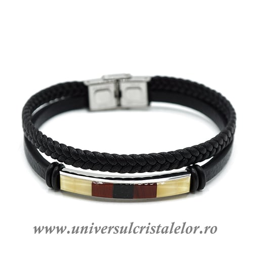 Bratara chihlimbar cu piele naturala