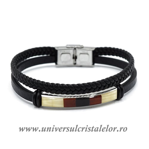 Bratara chihlimbar cu piele naturala