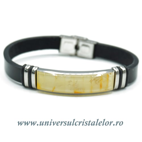 Bratara chihlimbar cu piele naturala