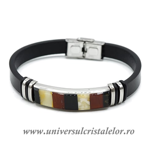 Bratara chihlimbar cu piele naturala