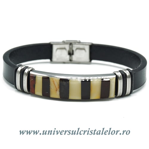 Bratara chihlimbar cu piele naturala