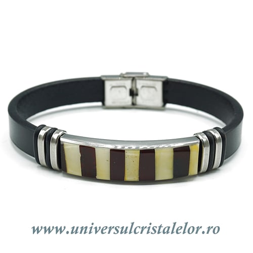 Bratara chihlimbar cu piele naturala