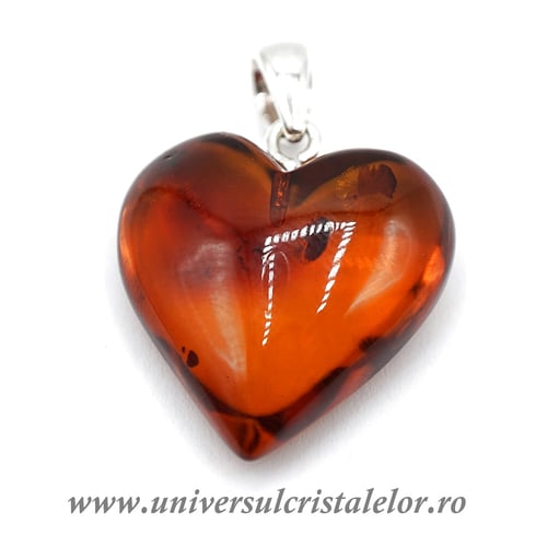 Pandantiv chihlimbar inima