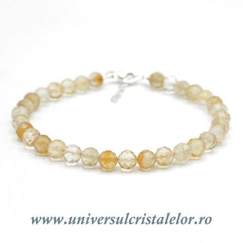 Bratara citrin rotund fatetat - 5,6mm