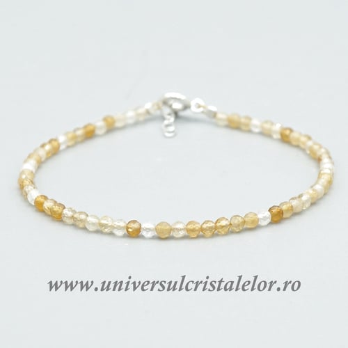 Bratara citrin rotund fatetat - 3mm