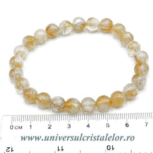 Bratara citrin rotund - 8 mm
