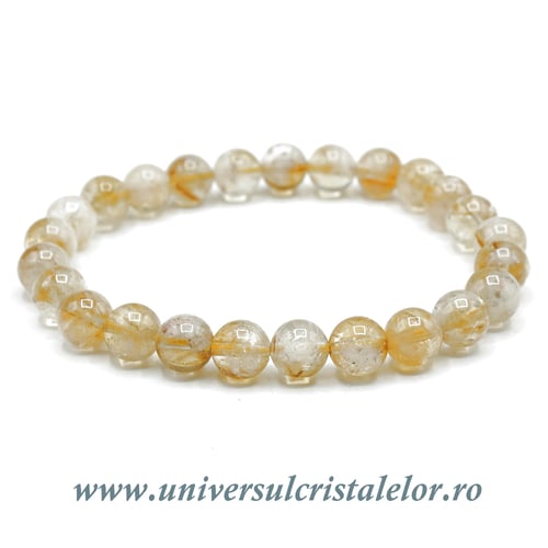 Bratara citrin rotund - 8 mm