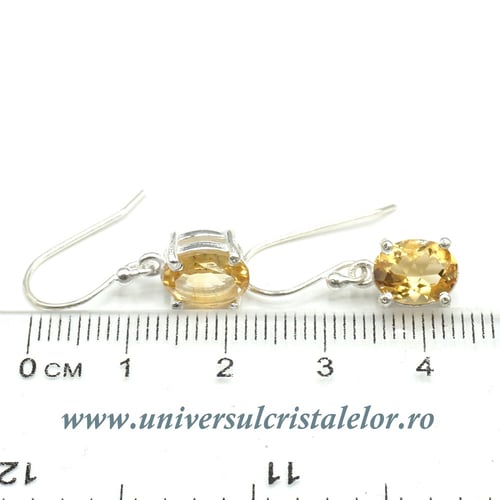 Cercei citrin oval fatetata- 7,5/9mm