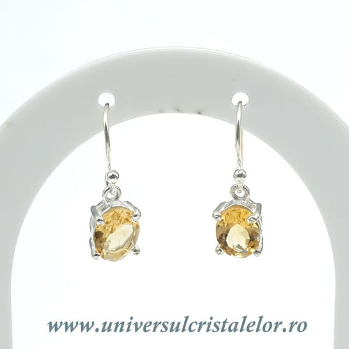 Cercei citrin oval fatetata- 7,5/9mm