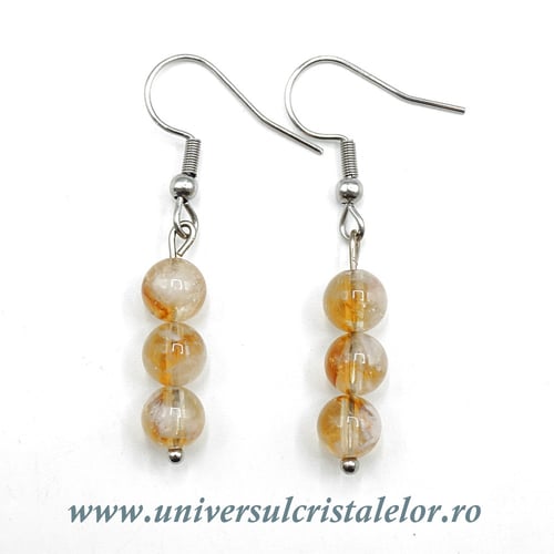 Cercei citrin rotund - 6 mm 