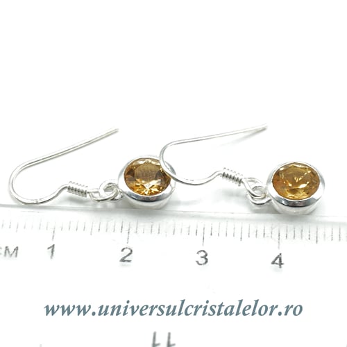 Cercei citrin rotund fatetat 8 mm - m1