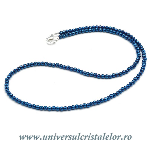 Colier cobalt aura rotund fatetat - 3.2 mm