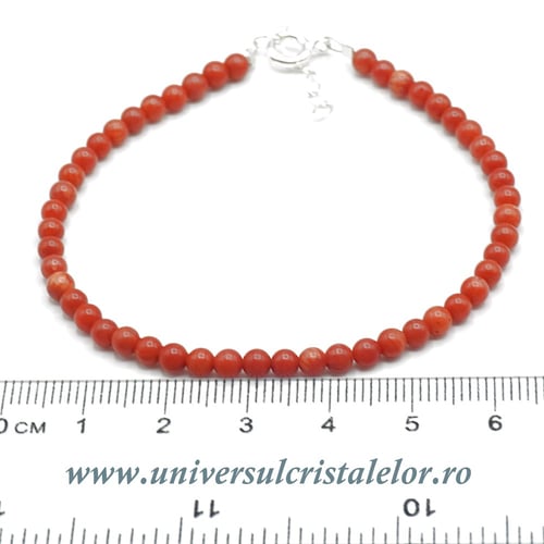Bratara coral rosu rotund - 3,5mm