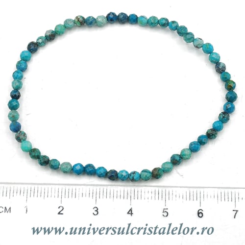 Bratara crisocola rotund fatetat pe elastic - 3 mm