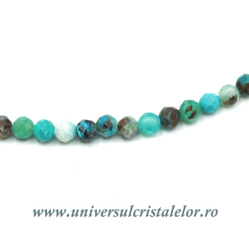 Colier crisocola rotund fatetat - 3,2 mm