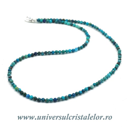 Colier crisocola rotund fatetat - 3 mm