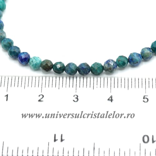 Colier crisocola cu azurit rotund fatetat - 4,6 mm