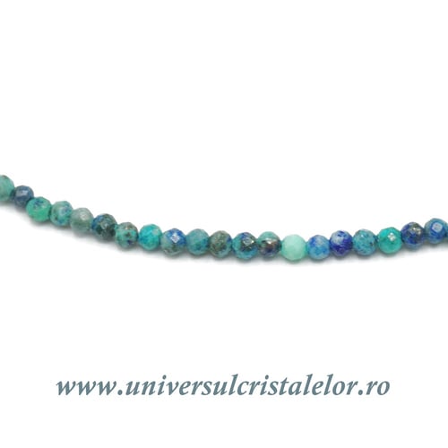 Colier mixt crisocola si azurit rotund fatetat - 2,4 mm