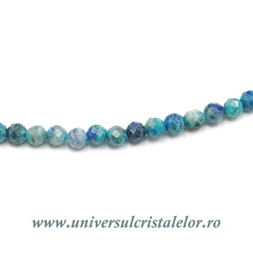 Colier mixt crisocola si azurit rotund fatetat - 3 mm