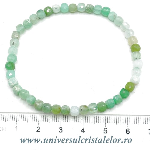 Bratara crisopraz cub fatetat pe elastic - 4 mm