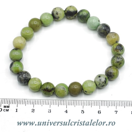 Bratara crisopraz rotund - 8 mm