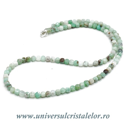 Colier crisopraz cub fatetat - 4,3 mm