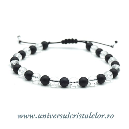 Bratara cristal de stanca si onix negru