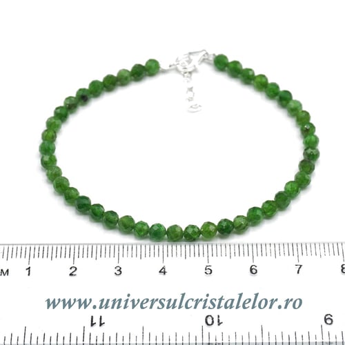 Bratara cromdiopsid rotund fatetat - 4 mm