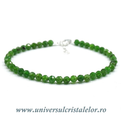 Bratara cromdiopsid rotund fatetat - 4 mm