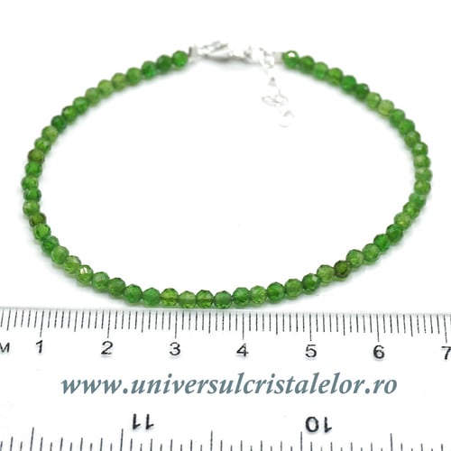 Bratara cromdiopsid rotund fatetat - 3 mm