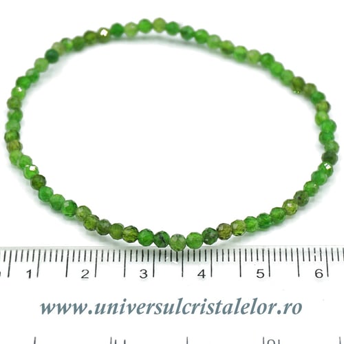 Bratara cromdiopsid rotund fatetat pe elastic - 3 mm