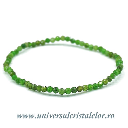 Bratara cromdiopsid rotund fatetat pe elastic - 3 mm