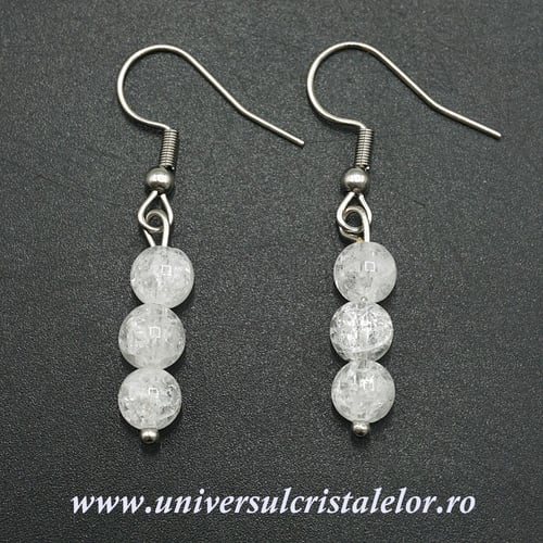 Cercei cuart gheata rotund - 6 mm 