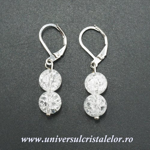 Cercei cuart gheata rotund - 8 mm 