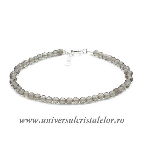 Bratara cuart fumuriu rotund fatetat - 3,3 mm