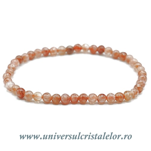 Bratara cuart rosu rotund - 4 mm