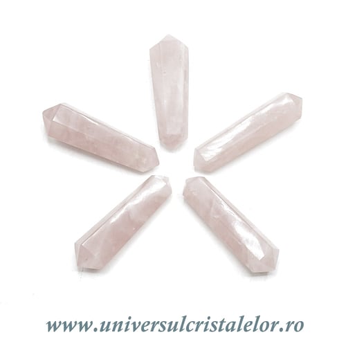 Bagheta Dublu varf cuart roz 4cm