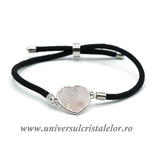 Bratara cuart roz inima reglabila