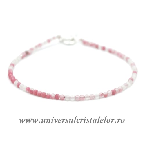 Bratara cuart roz rotund fatetat ( Sakura ) 2 mm