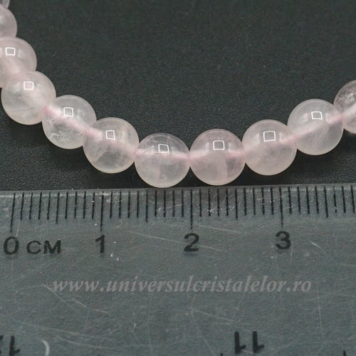 Bratara cuart roz rotund - 6 mm