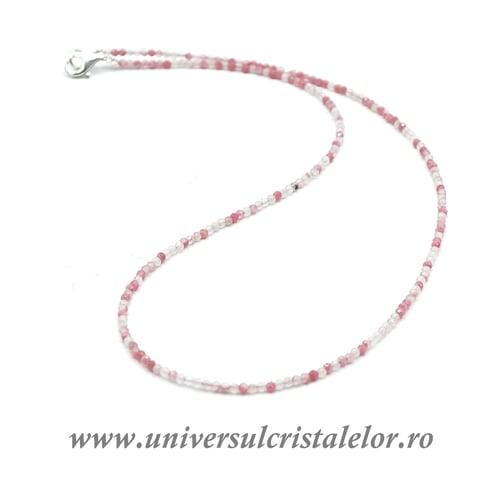 Colier cuart roz rotund fatetat ( Sakura ) 2 mm